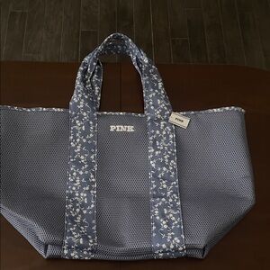 PINK Victoria's Secret Blue and White Floral Tote